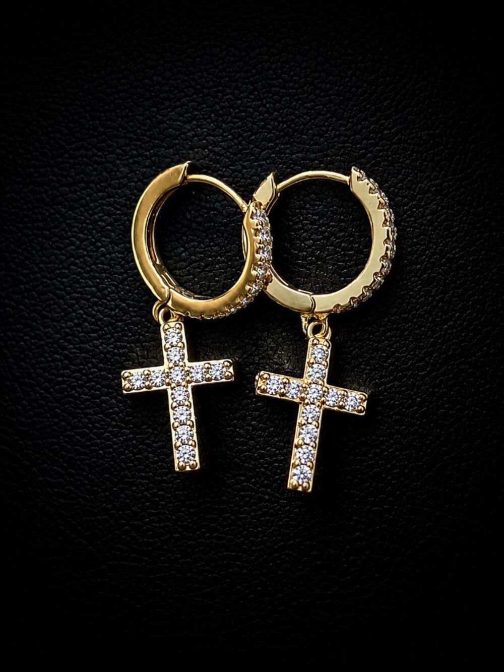Gold Cross Hoop Earrings